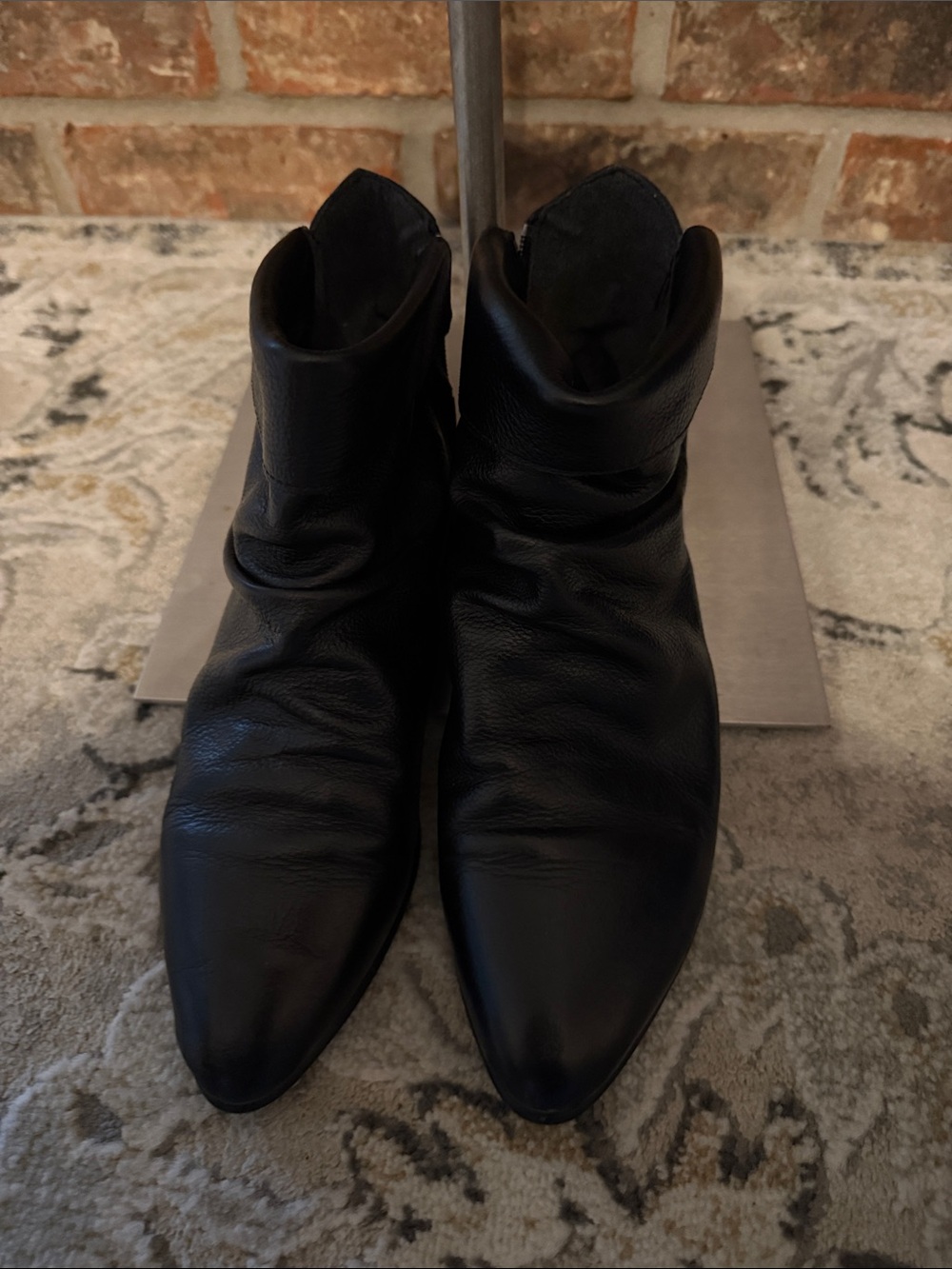 Women’s Black Ankle Boots EU 39 Pointed Toe Side Zip Made in Portugal